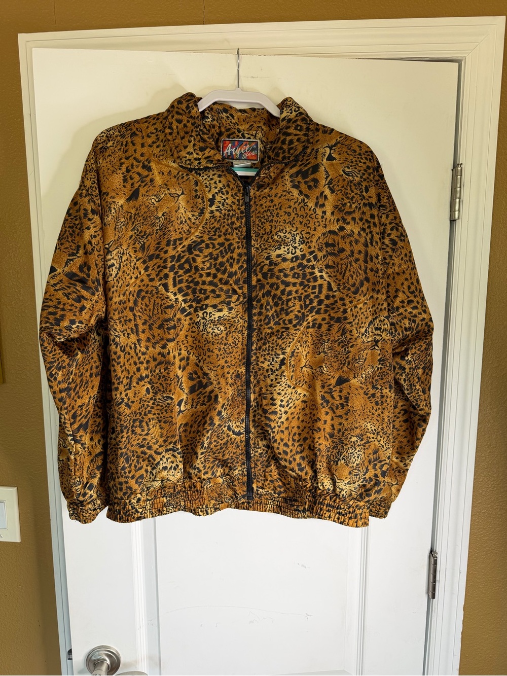 Agree Sports Vintage Cheetah Print Zip Windbreaker Size M